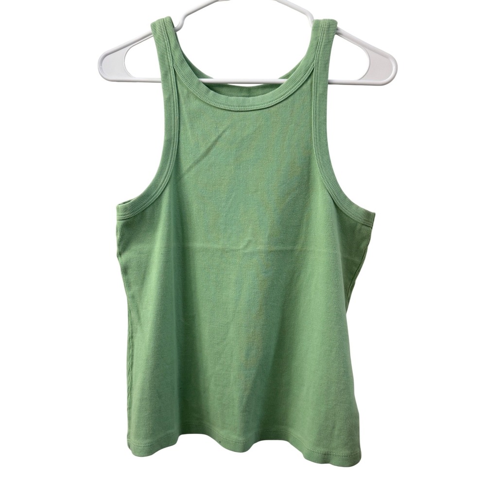 Mother Move It‎ The Chin Ups Tank Light Green Ribbed Sleeveless Top Large